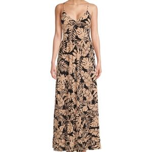 No Boundaries Black and Tan Tropical Maxi Dress